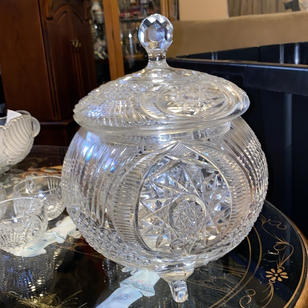 Vintage Waterford punch bowl with lid and 6 glasses - Picture 5 of 7
